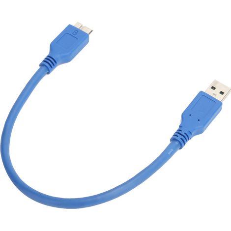 Câble USBA vers MicroB pour disque dur externe USB 3.0, adaptateur de transmission 5 Gbit/s, bleu (0,3 mètre)