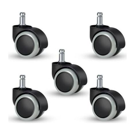 Lot de 5 roulettes doubles pour chaise de bureau de taille universelle de 11 mm, roulettes de rechange pour chaises de bureau (1/5)