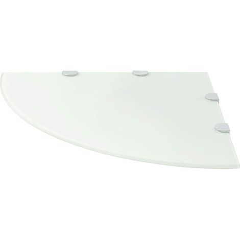 vidaXL Estante de esquina con soportes cromados vidrio blanco 45x45 cm (1/2)