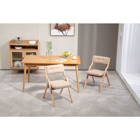 Chaise de Salle à Manger Chaise Repas pliante rembourrée structure en bois rembourrage coussiné portables assemblées kaki (1/5)