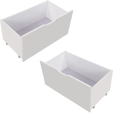 Tiroirs de lit 2 pcs 87x44x15.5 cm avec roulettes pratique en bois blanc (1/5)
