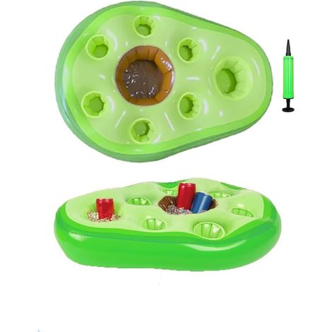 Bar Flottant pour Piscine Forme Fruit Porte Gobelet Gonflable Gobelet Flottant Porte Boissons Gonflable avec Pompe pour Fête Piscine (Avocat Fruit) (1/5)