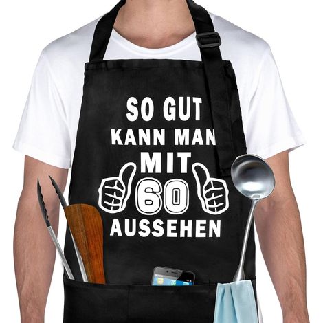Cadeau Anniversaire Homme Femme, Tablier Cuisine Avec 3 Poches Avant, Idee Cadeau Homme Anniversaire Humour, Réglable Tablier De Cuisine, Étanche Tabliers De Cuisine (1/5)