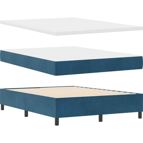 Boxspringbett mit Kissen Dunkelblau 200 x 140 cm Samt vidaXL (1/5)