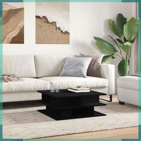 Table basse - 840745 - Noir - Bois d'ingénierie - 70 x 70 x 29 cm (1/5)