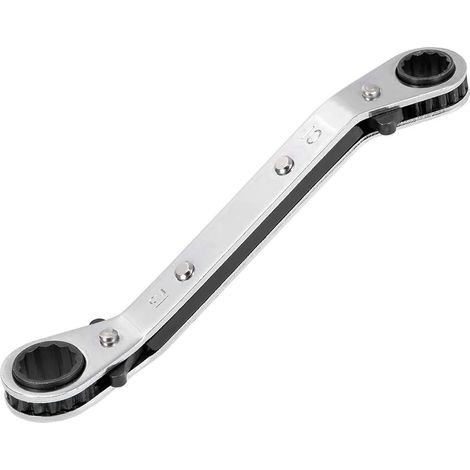 Chiave a cricchetto reversibile, doppia bussola sfalsata 10 mm x 12 mm, acciaio al cromo-vinile