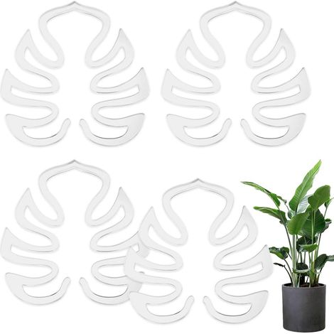Juego de 4 soportes para plantas trepadoras Monstera, soportes para plantas monstera con un diseño único en forma de hoja para plantas de interior, soporte decorativo