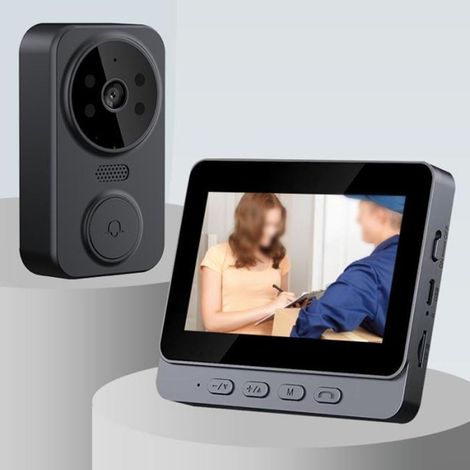 Wireless WiFi Video Doorbell with 4 3 Screens, Two-Way Intercom, TF Card Support, Wireless Video Doorbell, Security Camera (1/5)