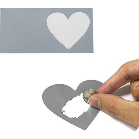 Autocollants à gratter en forme de cœur, étiquettes à gratter en forme de cœur pour cartes de vœux, cartes postales et lettres. (1/5)