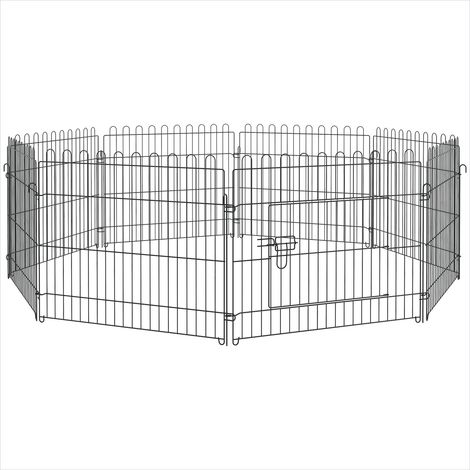 Barrière pour chien 8 panneaux métal noir Ø180 cm intérieur (1/5)