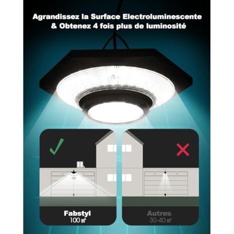NALOOKAMIC Lampe Solaire Interieur Extérieur Avec 228LED 4000LM, 5 Modes Détecteur de Mouvement, 3 Températures de Couleur Lumiere Solaire Exterieur 4400mAh Batterie Pour Chemin Jardin [Classe énergét
