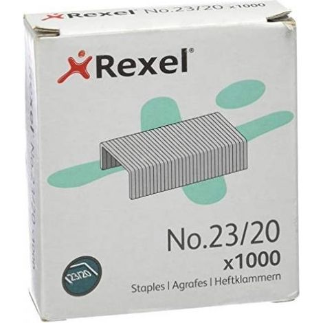 Rexel graffette 23/20 zincate - scatola da 1000-.
