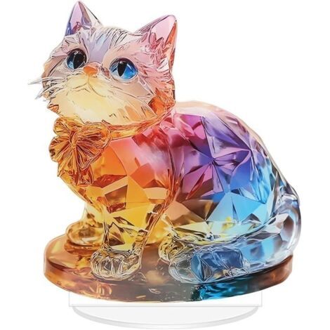 Décoration de Bureau Colorée en Forme de Chaton Panneau Décoratif en Acrylique, Décoration de Bureau 2D en Forme de Chat (1/5)