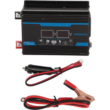 Convertisseur de puissance pour voiture USB 2024300W à onde sinusoïdale modifiée, affichage LED, 12 V vers 220 V, noir (1/5)