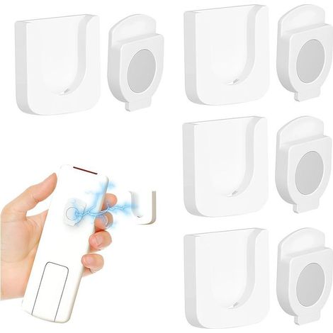 Longziming – Lot de 4 supports magnétiques puissants pour télécommandes – Organisateur mural sans perforation – Fixation adhésive – Installation facile (1/5)