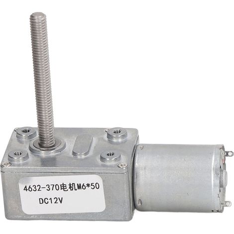 Moteur à engrenages à vis sans fin avec verrouillage automatique, filetage M6, arbre rotatif, réduction de vitesse, 12 V CC, 66 tr/min (1/5)