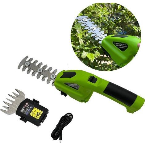 7.2V Cordless Hedge Trimmer and Grass Trimmer - Grass Shears with Blades, 1500mAh Battery, Charger for Cutting, Pruning