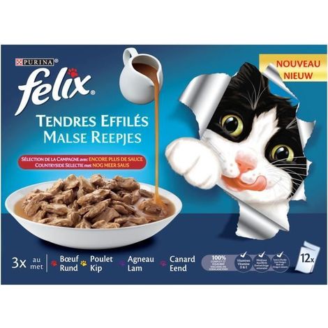 Purina – Patée pour chat adulte tendre effilée en sauce – Lot de 12 sachets de 85 g – Ingrédients de qualité – Source d'acides gras oméga 6 (1/5)