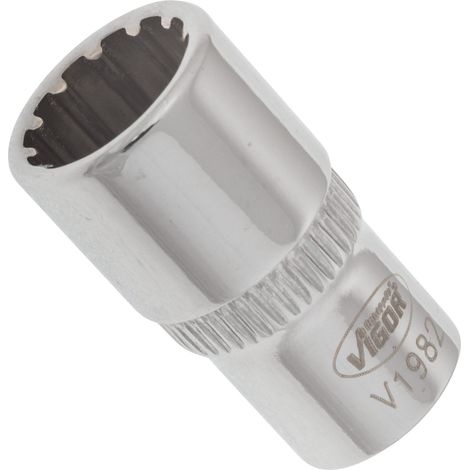 VIGOR Innenvierkant Antrieb 6,3 = 1/4 Zoll Multiprofil-Steckschlüssel-Einsatz Multiprofil V1982 Vierkant hohl 6,3 mm (1/4 Zoll) 9 Gesamtlänge: 25 mm (1/4)