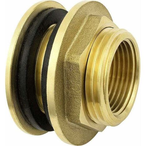 Conector de mamparo de latón/acero inoxidable de 3/4" (20/27), 2 juntas de goma gratis, para grifos, recolección de agua de lluvia, tanques IBC. (1/4)
