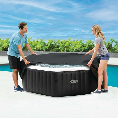 Copridoccia per Spa Grigio Scuro 211 x 211 cm PVC e PU INTEX (1/4)