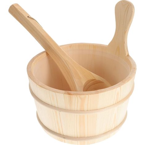 Seau et louche en bois pour sauna, 2 pièces, accessoire de spa (1/5)