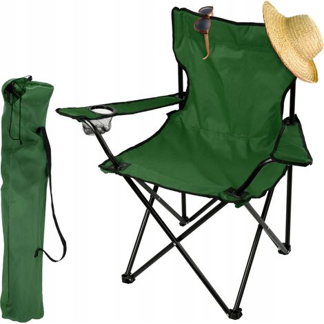 KADAX Klappstuhl, Leichter Campingstuhl, Faltstuhl mit Armlehne und Getränkehalter, Anglerstuhl, Rei (1/5)