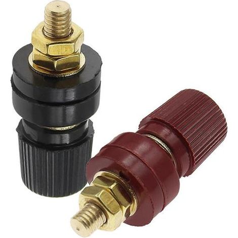 Paire de connecteurs de bornes de batterie en laiton haute intensité avec écrous pour systèmes de câbles automobiles 6 mm/8 mm, multicolores (1/5)