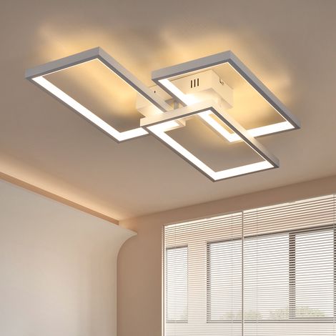 ZMH plafonnier LED plafonnier dimmable avec télécommande 63W blanc lampe de salon en métal design moderne pour chambre salle à manger salon étude hall bureau-blanc (1/5)
