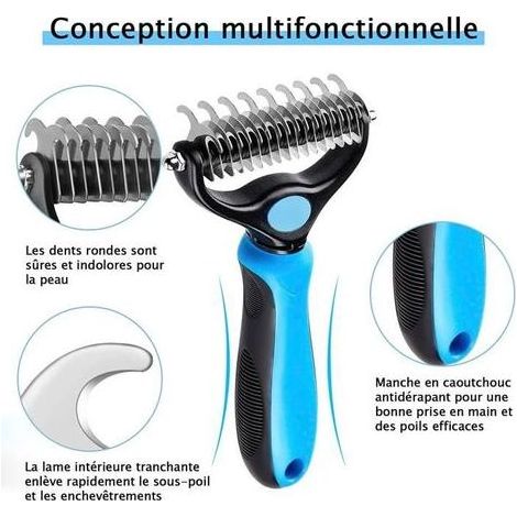 Brosse Chien et Chat Professionnel Poil Long Toilettage du Chien Râteau Dents à Double Face Élimine Les Nœuds,avec peigne (1/3)