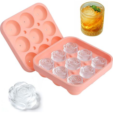 Silikon Eiswürfelform mit Deckel, 9 Rosen-Eiswürfel, BPA-frei (1/5)