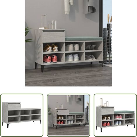 vidaXL Schuhregal Holzwerkstoff - Schuhregal Betongrau 102x36x60 cm Holzwerkstoff (1/5)
