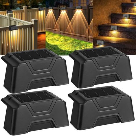 Set aus 4 wasserdichten LED-Solarleuchten für Garten, Terrasse, Treppen, Wege oder Zäune (warmweiß)