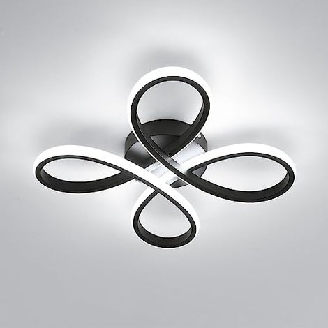 GOECO Plafonnier LED Design Floral, Noir, 30 cm, Lumière Tricolore, 28W, Décoration Moderne pour Espaces Créatifs (1/5)