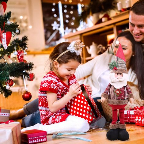 Plüsch-Weihnachtsmann, stehende Weihnachtsdekoration mit ausziehbaren Beinen. (1/5)