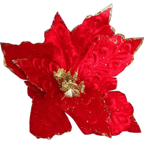 Ornement de fleurs artificielles rouge, Faux exquis longue durée pour décoration de couronne d'arbre de noël 28x28cm (1/5)