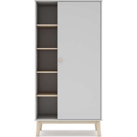 Armario 1 puerta 5 huecos DYLAN acabado blanco/cera blanca, 90cm(Ancho) 52cm(Fondo) 181cm(Alto (1/4)