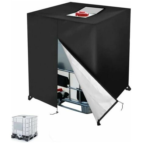 Bâche Réservoir d'eau IBC 1000 L Couverture Container Citerne Eau Pluie avec Fermeture éclair Coupe-Vent Anti-UV 420D Résistant à la Déchirure