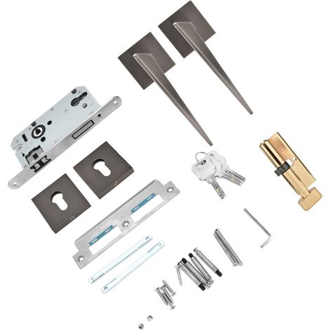 Kit de poignée de verrouillage de porte double, serrure antivol moderne pour chambre, salle de bain ou bureau (1/5)