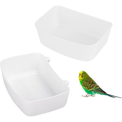 Baignoires pour Oiseaux 2 Pièces Baignoire Oiseaux Cage Mangeoire Multifonctionnelle Petit Mangeoire Gamelle Suspendue pour Oiseaux avec Crochet Bassin en Plastique Oiseau Bain Bird Bath Douche (1/5)