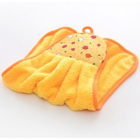 Torchon Épuré Lavable en Microfibre Jaune avec Cordon de Suspension pour Cuisine et Salle de Bain - Lot de 1 (250g) (1/5)