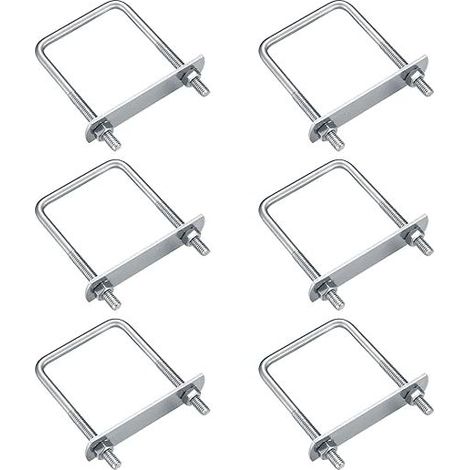 6 Pièces Boulons en U, M6 U-Bolts, Boulons de U en Acier Inoxydable avec Écrou Plaques Rondelle, Boulons de Serrage Fixation pour Fixation Tuyaus (Angle droit 80x50mm)