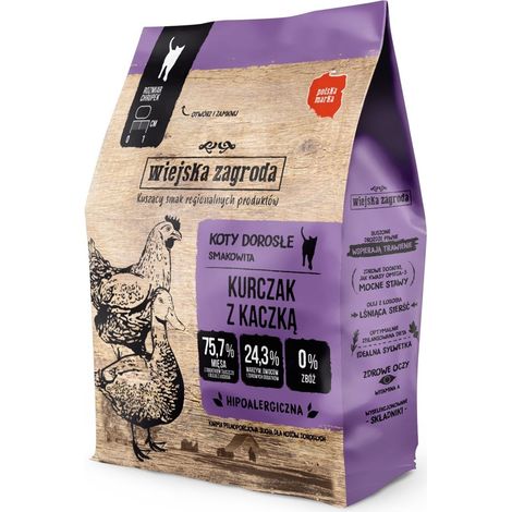 Wiejska Zagroda Nourriture sèche pour chats au poulet et au canard 400g
