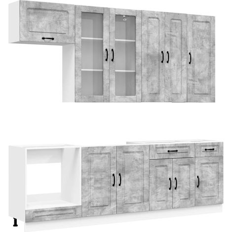 Kitchen Unit KALMAR 8 pcs Concrete Grey Engineered Wood vidaXL (1/5)