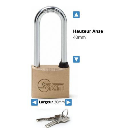 Cadenas laiton STEM anse longue Largeur 30mm Hauteur 40mm (1/2)