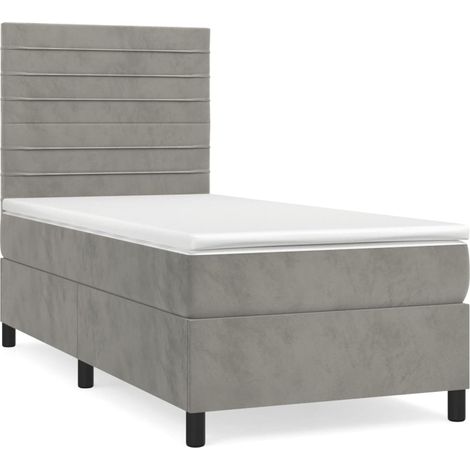 Maison Exclusive - Cama box spring con colchón terciopelo gris cl (1/5)