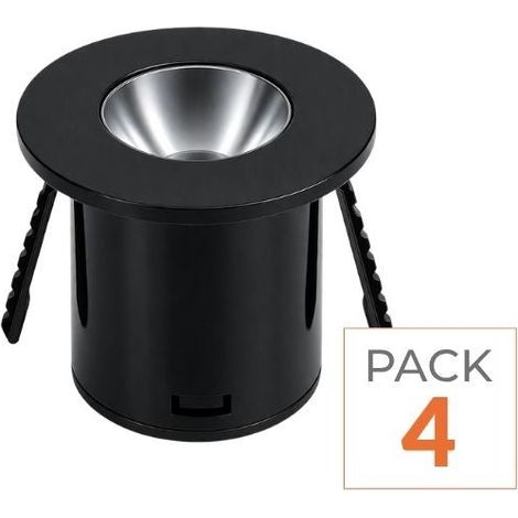 Mini Spot LED Encastrable 1W 90° Rond Noir (Pack de 4) - SILAMP