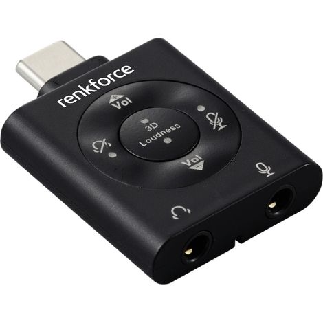Renkforce USB-C®, Audio Adapter [1x USB-C® Stecker - 1x Mikrofon (3.5 mm Klinke), Kopfhörer (3.5 mm (1/5)