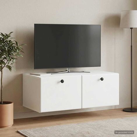Wandmontierter TV-Schrank 78,5 x 41 x 30 cm Weiß Holzwerkstoff (1/5)