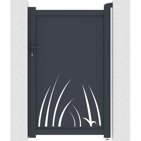 Cancelletto battente in alluminio con motivo vegetale in taglio laser L103 x H166 cm Antracite - BRAMENO
